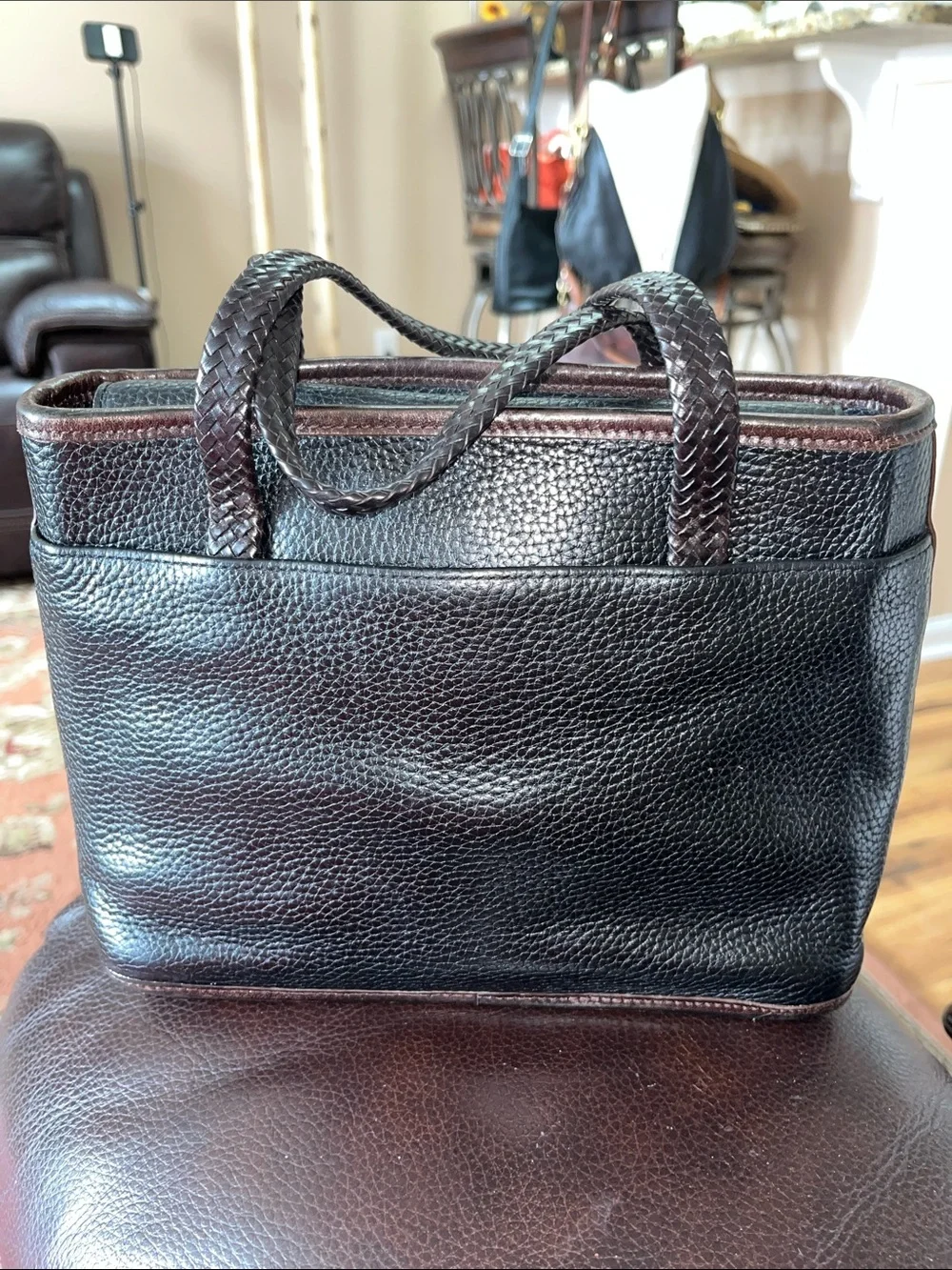 EUC Authentic Vintage Brighton Pandora Black and brown croc leather handbag